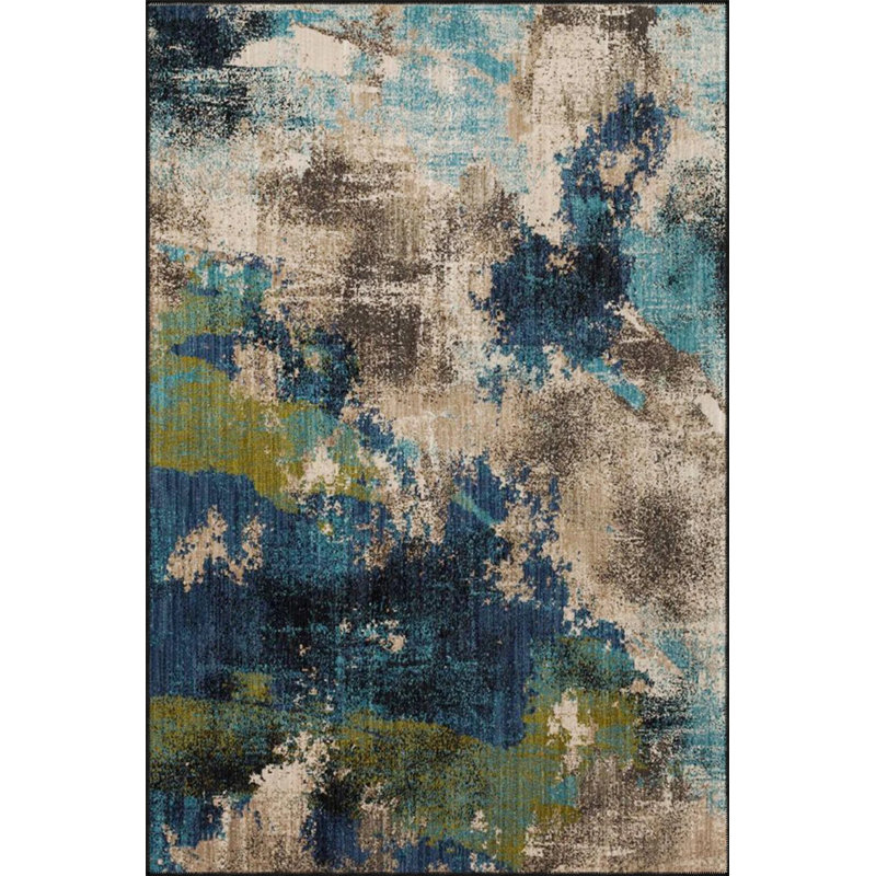 Modern Gray Brown Pastel Patterned Woven Base Washable Carpet, Rectangle 2'4" x 4'