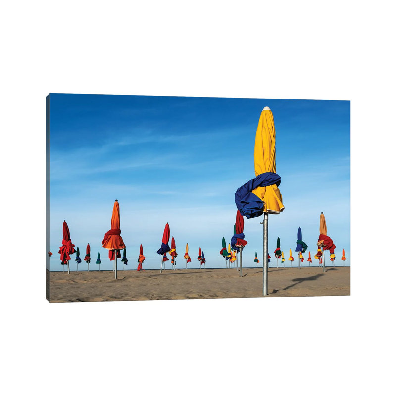 Les Parapluies De Deauville by Lus Joosten - Wrapped Canvas Print, 45.72cm H x 66.04cm W x 1.905cm D