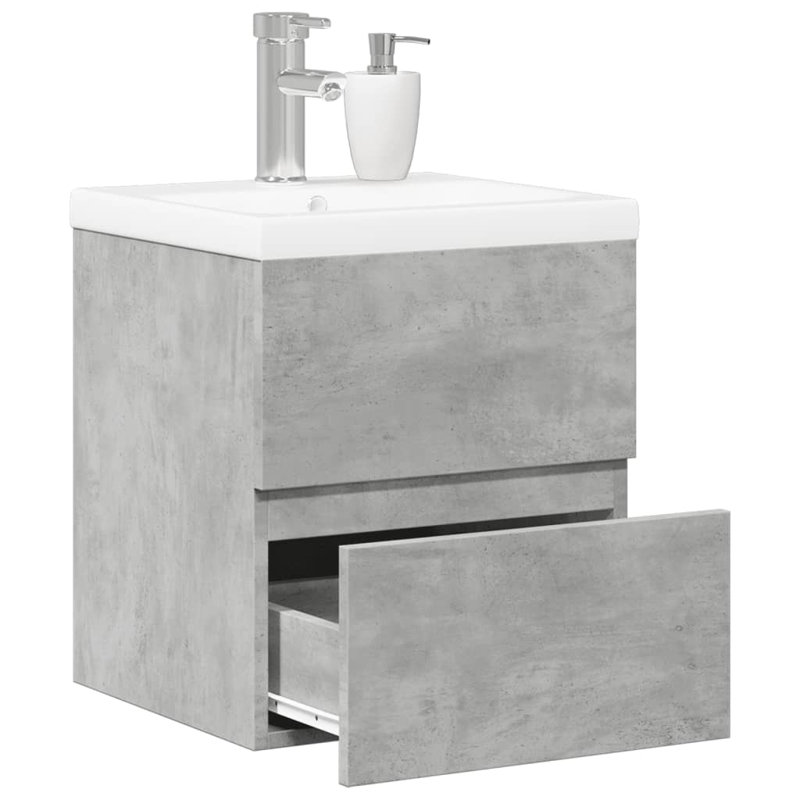 Rowanne Single Bathroom Vanity with Ceramic Basin, Concrete Grey