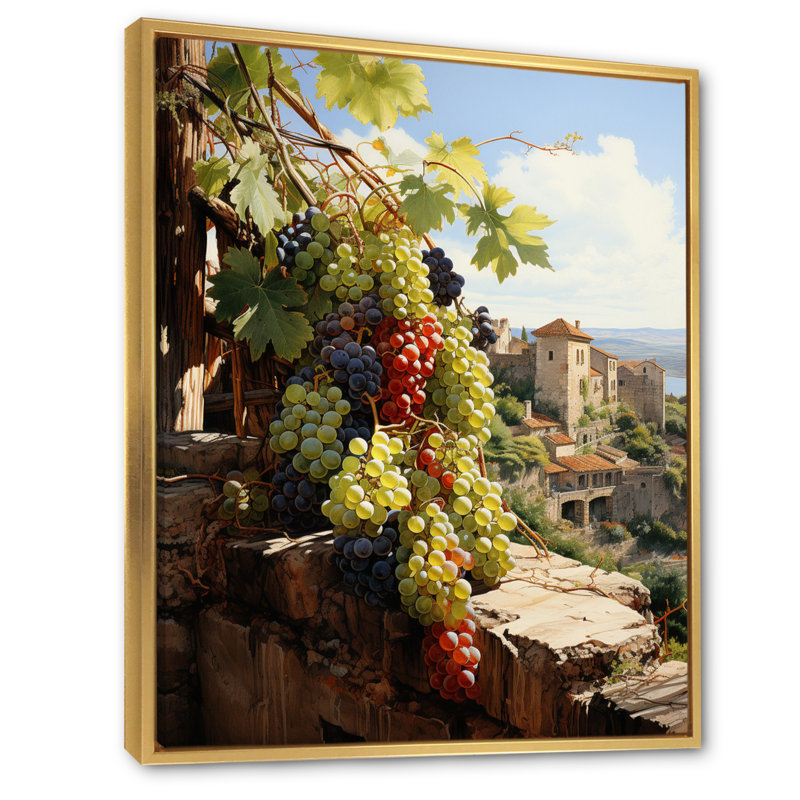 " Green Vineyard Ancient Wisdom ", 40" H x 30" W x 1.5" D, Gold Floater Frame