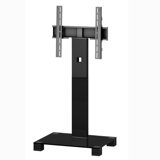 Support de plancher pivotant en aluminium noir pour écrans de plus de 50 po avec tablettes pouvant supporter jusqu'à 70 lb Buckman