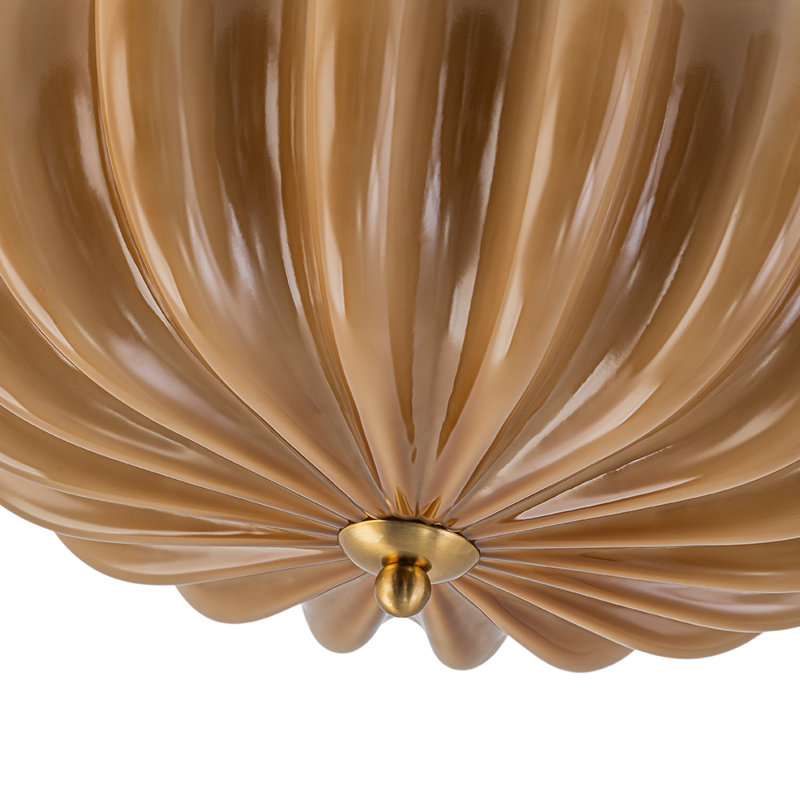 3-Light French Flower Dimmable Semi Flush Mount, Brown