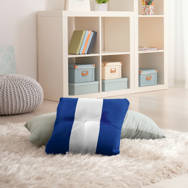 Coussin de sol touffeté buffalo, 26 po x 26 po, Bleu / Blanc
