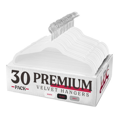  Non-Slip Plastic Velvet Hanger Packs - Heavy Duty Felt Hangers with Stainless Steel Swivel Hooks