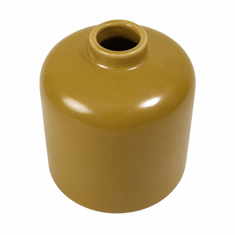 Cole and Grey Ceramic Wide Yellow Decorative Vase