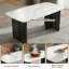 Ensemble de salle à manger 5 pièces en marbre 51 po avec pieds de table évidés et 4 chaises en porte-à-faux, blanc / noir-412445519-412445512