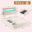Base de lit double avec tête de lit à 2 niveaux, base de lit plateforme en métal avec 2 tiroirs de rangement, station de charge intégrée et DEL, beige-33324060-33324057