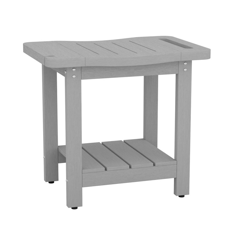 Shower Bench with Storage Shelf, Handles & Shower Head Holder, Waterproof Non-Slip Bathroom Seat for Inside Shower, HIPS Shower Stool