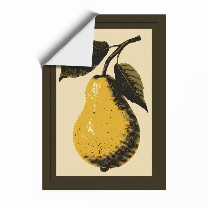 Single Pear With Leaves Botanical - Print, Unframed, A4 - 29.7 x 21.0 cm