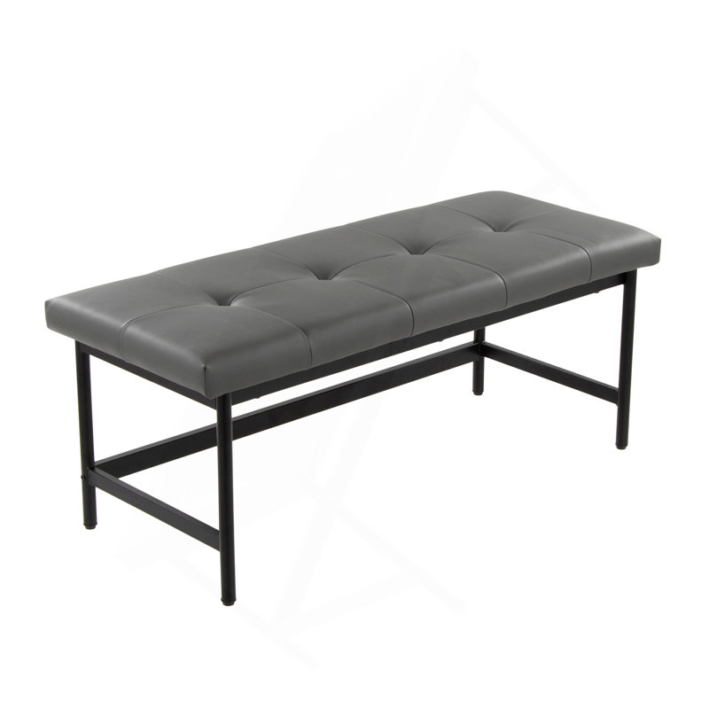 Banc en métal noir et similicuir, Gris
