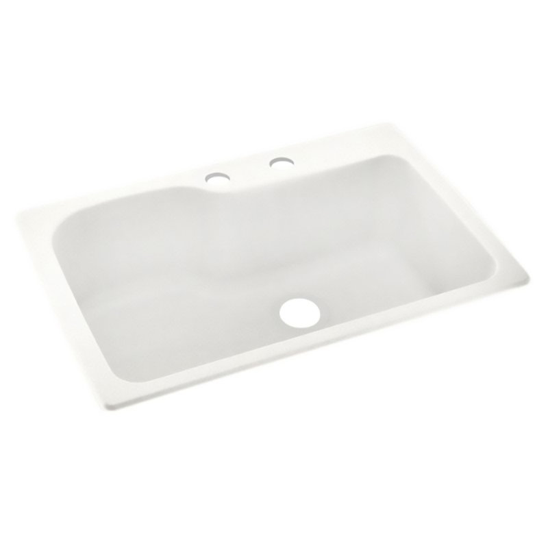33'' L Mounting / Installation Required Single Bowl Solid Surface Kitchen Sink, 2 Hole 2C, Ivory