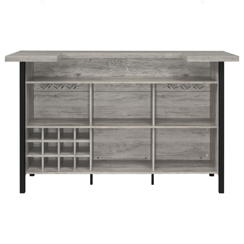 Menimen Grey Driftwood Freestanding Bar Unit