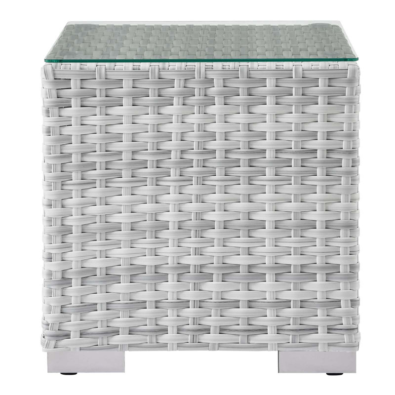 Light Gray White Wicker 2-Person Outdoor Patio Set
