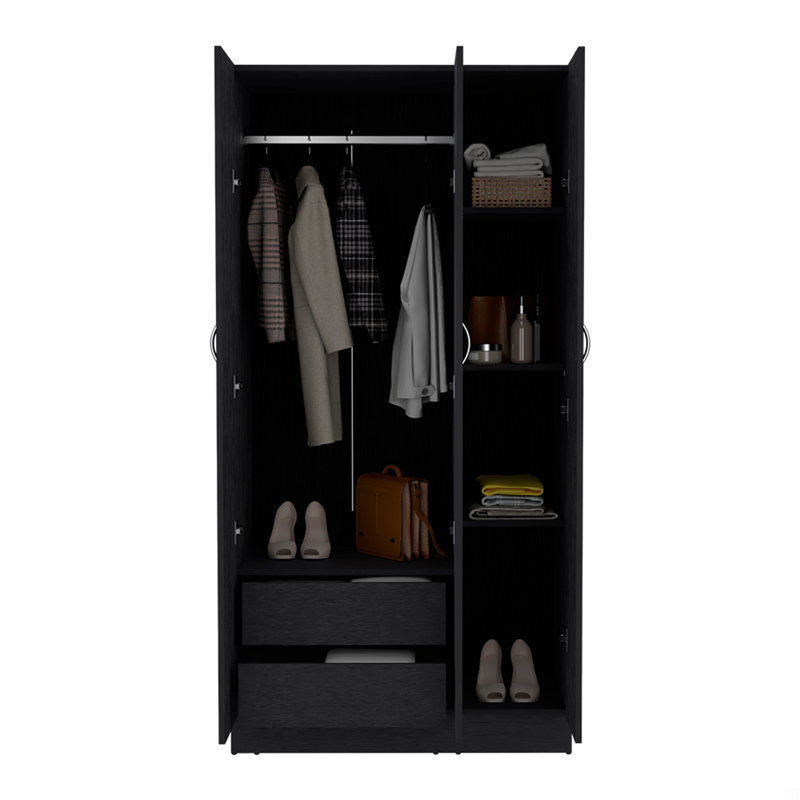 Garde-robe Erie, chambre à coucher, Noir