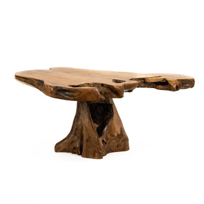 Burruss Handmade Solid Teak Wood Coffee Table with Natural Root Base Every Piece Unique