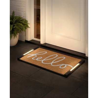 Barnsdale with LED Lights, Front Door Mat - Pressure-Activated Welcome Mat, All-Weather, Outdoor Doormat 18x30 Coir Insert, Wireless 3AA, Auto Shut-Off, 32.5x18.5 in