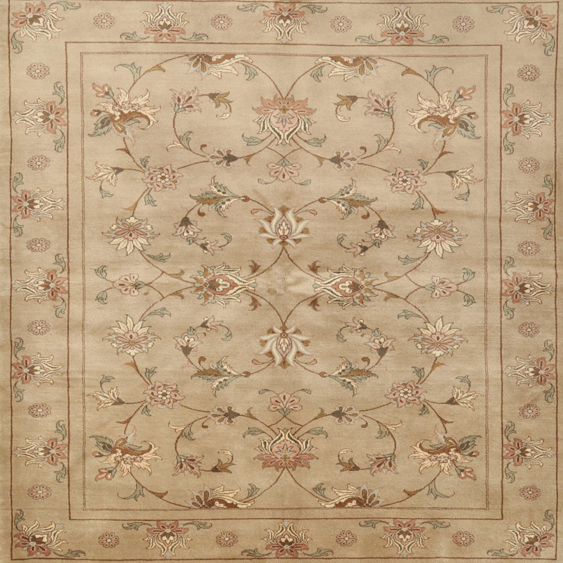 Tapis oriental beige / brun Lynsey, Carré 8 pi