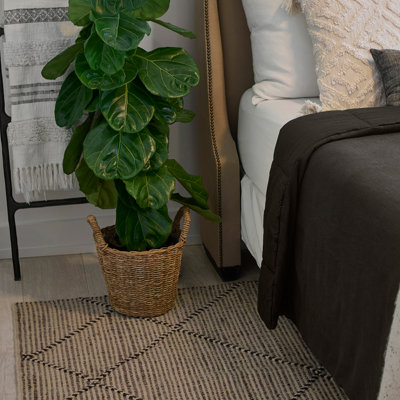 Tapis brun / noir en jute / laine fait à la main Benoist