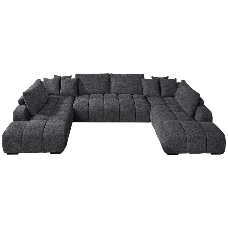 Canapé modulaire de 149 po avec 3 coussins, choisi gris