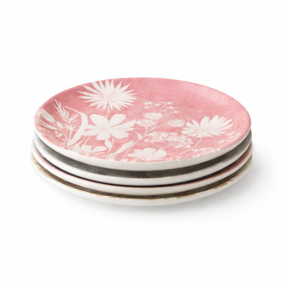 Wildflowers Ceramic Dinner Plate Set of 4, 11‑inch assorted floral watercolor plates with layered botanical artwork, ideal for everyday meals, garden‑inspired tablescapes