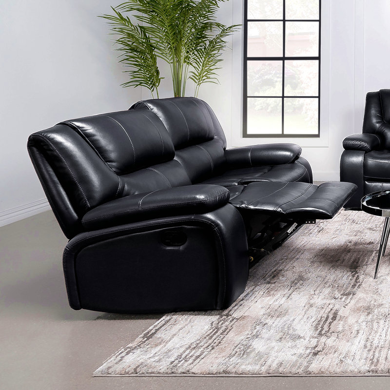 Upholstered Motion Reclining Loveseat, Black