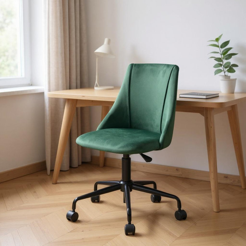 Chaise de bureau pivotante à hauteur réglable verte et noire