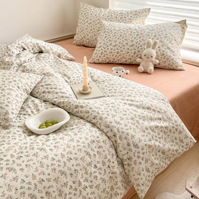 Microfiber Comforter Set, Twin XL Comforter + 2 Standard Shams, White/Green Floral