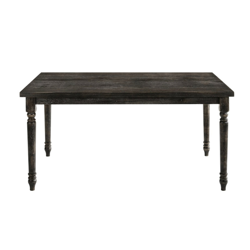 Table rectangulaire grise patinée pour la salle à manger, pouvant accueillir 6 personnes avec 6 pieds spacieux - Manger, placage en bois d'hévéa et placage de chêne