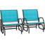 Fauteuil oscillant 2 pièces, structure en métal avec filet respirant, superbe pour le jardin, le bord de la piscine, la cour arrière, le balcon, tissu de sièges de balançoire bleu, - Déformation