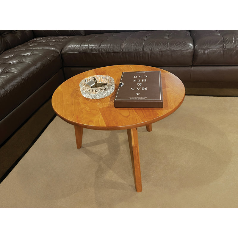 Sage Small Round Coffee Table With Wood Legs, 18" H x 24" L x 24" W