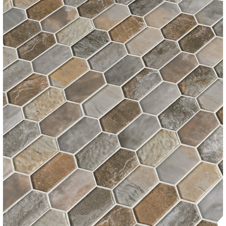Taos Picket Pattern 12.25 in. x 12.75 in. Textured Glass Mosaic Tile