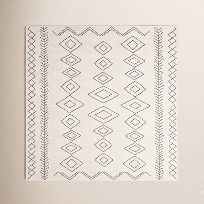  Ivory Dark Grey Outdoor Moroccan Rug