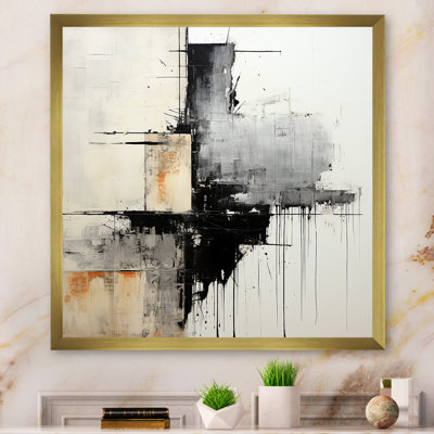 Beige And Black Divine Simplicity V - Abstract Canvas Art Print