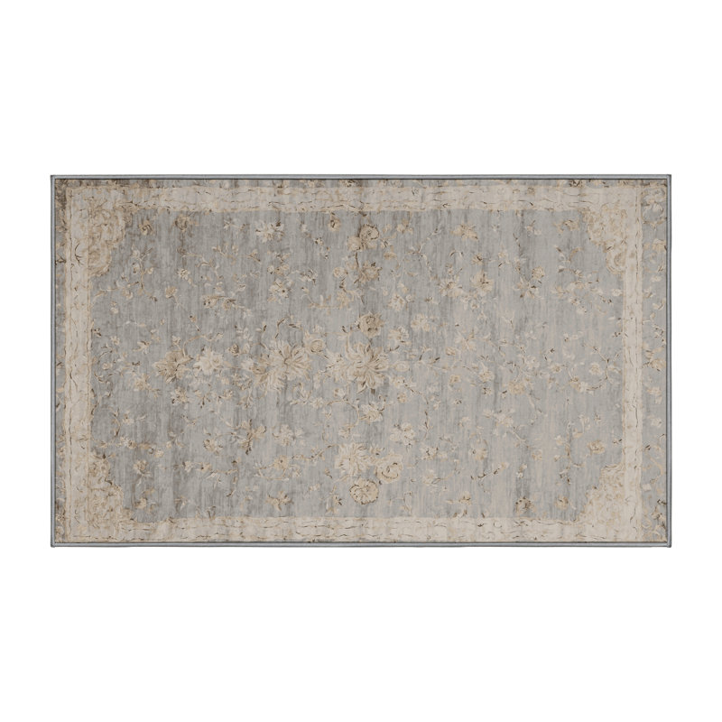 Machine Washable Gray Area Rug GSIX03597, Rectangle 5' x 8'
