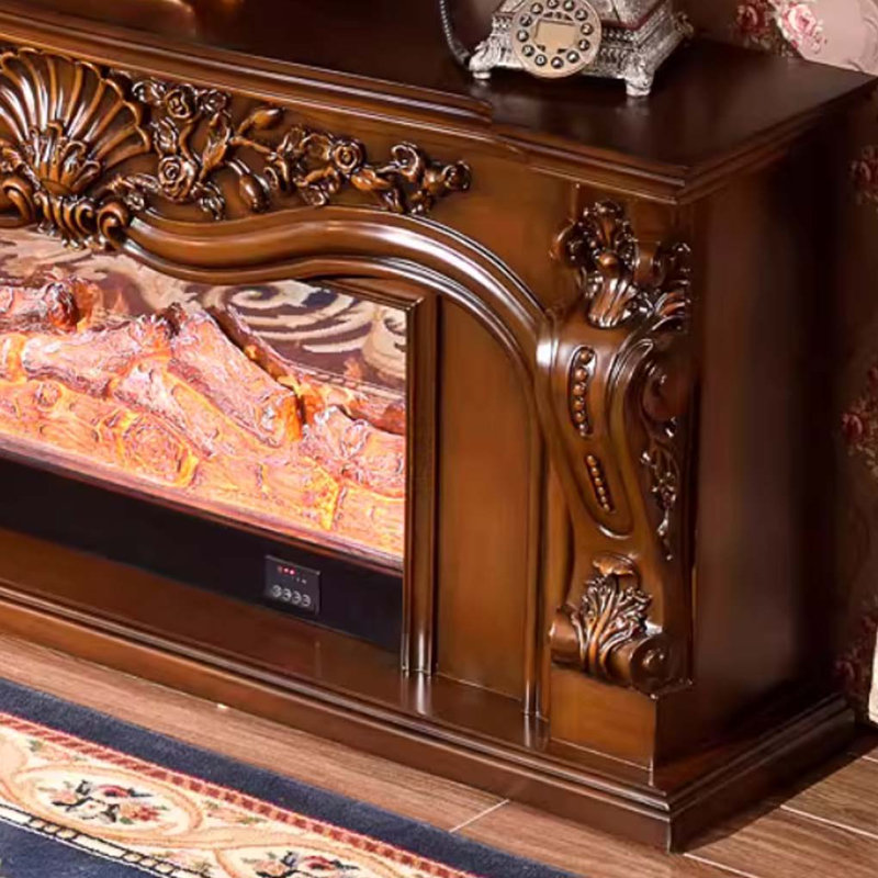European Elegant Decorative Fireplace, 27.56" H x 62.99" W x 12.99" D, Brown