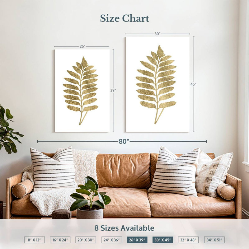 Graphic Gold Fern II, 39" H x 26" W