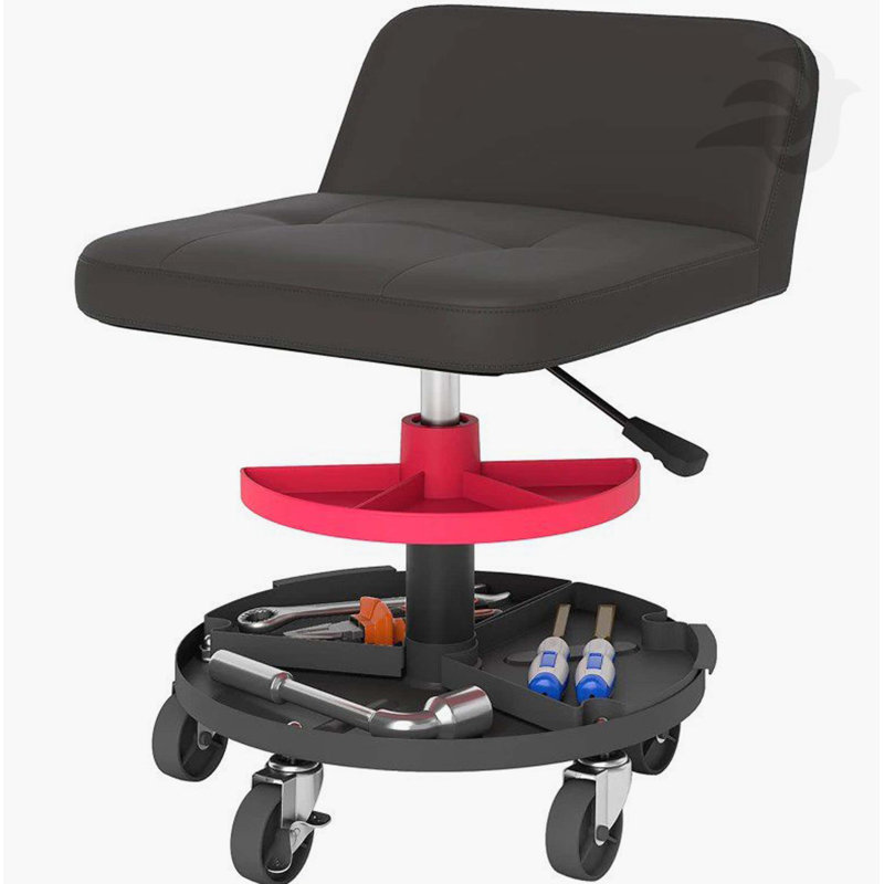 Rolling Creeper Garage Stool With 360° Wheels,Capacity Mechanic Stool, Tool Tray, Adjustable Height