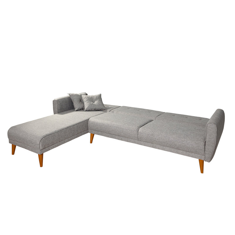 Canapé-lit et chaise longue en lin 109,06 po, Lin gris, Face à la droite