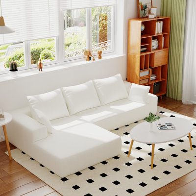 Boneless L-shaped Modular Foam-filled with Spring Support Simple Living Room Sofa