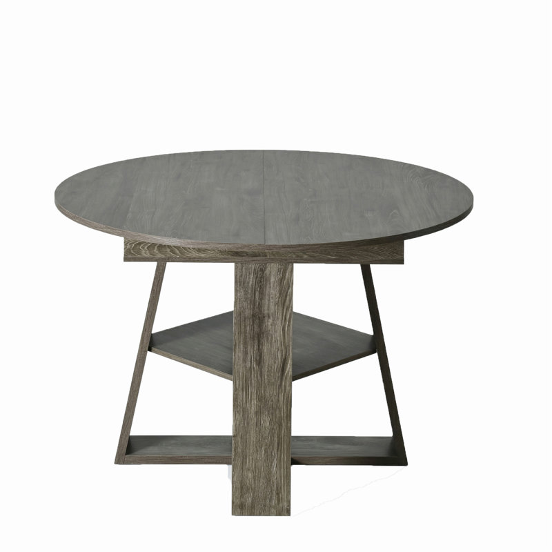 43.3In-59In Extendable Round Dining Table For 4-8,Modern Kitchen Oval Dining Table With Removable Leaves Space Saving,Wood Base With Storage Shelf For Kitchen Living Room (Wood Color)