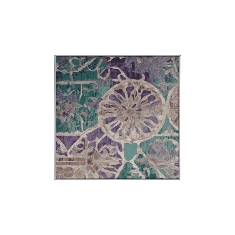 Machine Washable Gray Area Rug, Square 7'