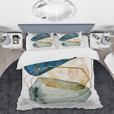 Minimal Geometric Stones I - Ensemble de housse de couette moderne - Microfibre de polyester