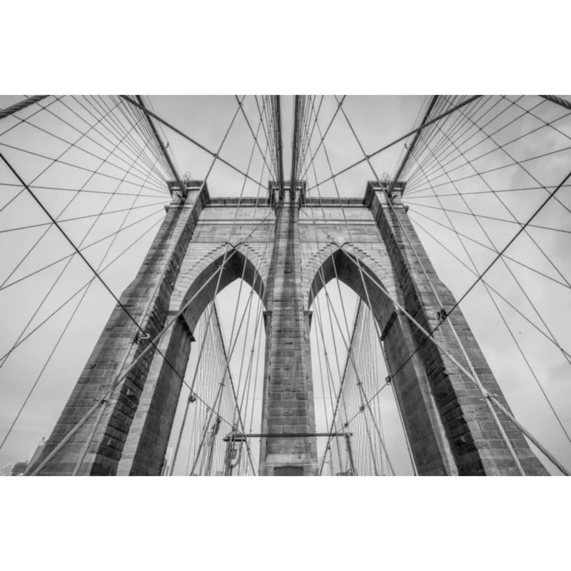 Papier peint architecture noir et blanc Brooklyn Bridge, L 105,96 po x l 138 po