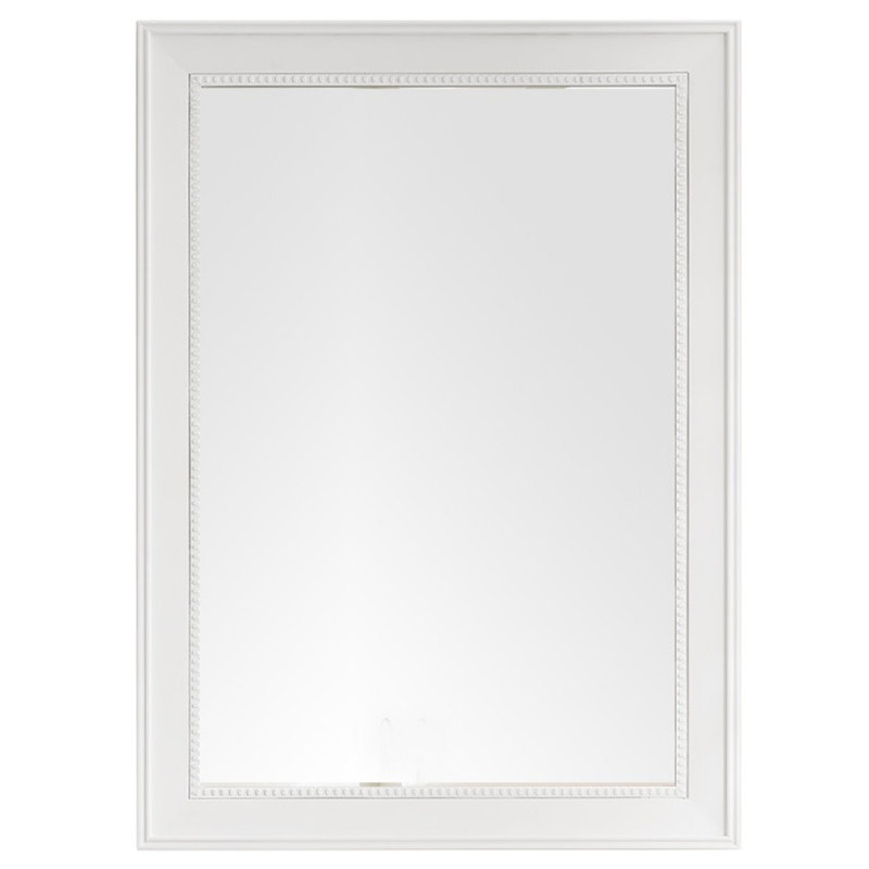 Bristol Flat Solid Wood Beveled Wall Mirror, Bright White, 40" H x 29" W