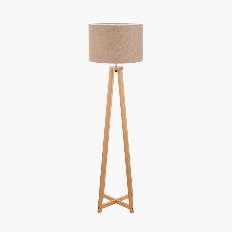 161cm Traditional Floor Lamp, Natural, Beige