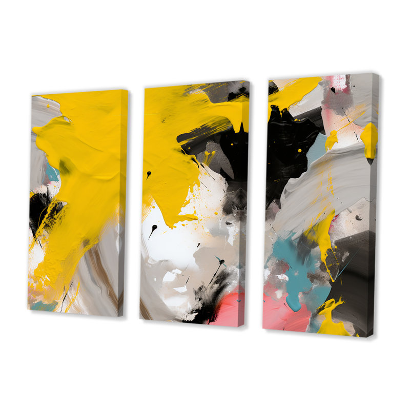 Cordez - ensemble d'art mural abstrait, H 28 po x l 36 po x P 1 po, Toile tendue