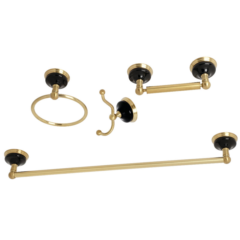 Ensemble de quincaillerie de salle de bain Water Onyx 4 pièces, Laiton brossé