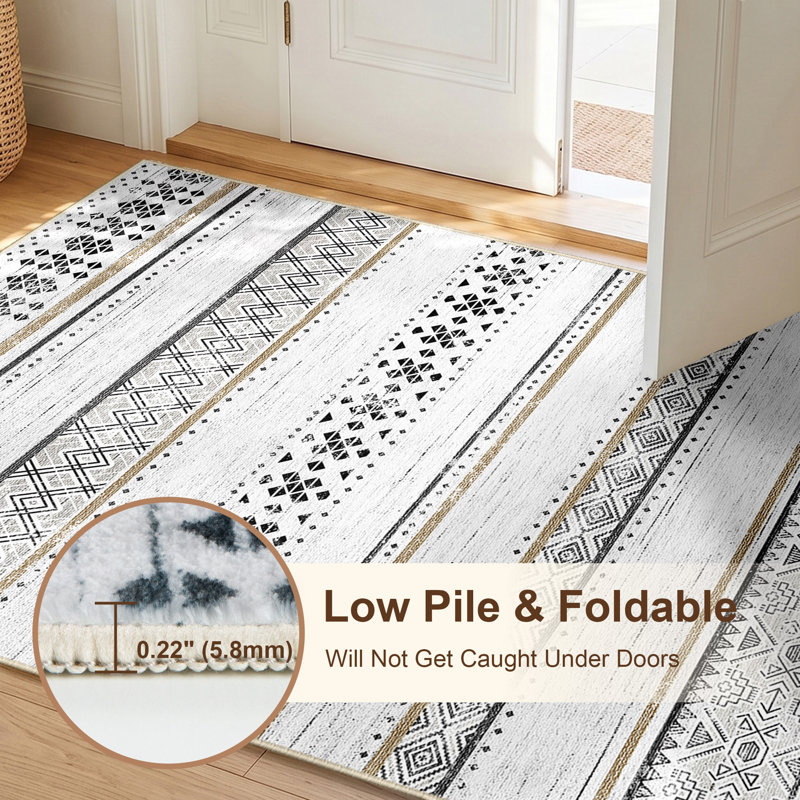 Tapis antidérapant à motif géométrique, tapis de polyester doux lavable à la machine pour la décoration intérieure