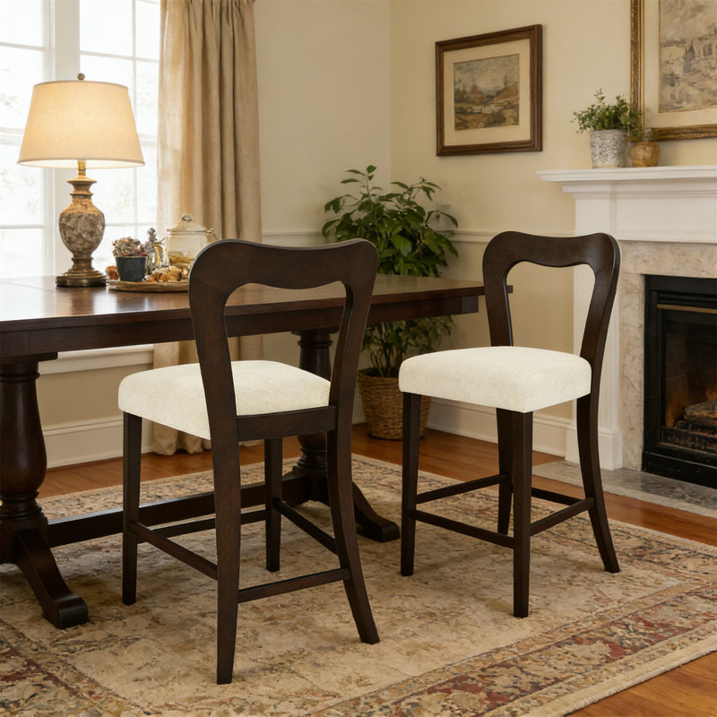 Counter Stool Without Arm Set Of 2, Dark Brown