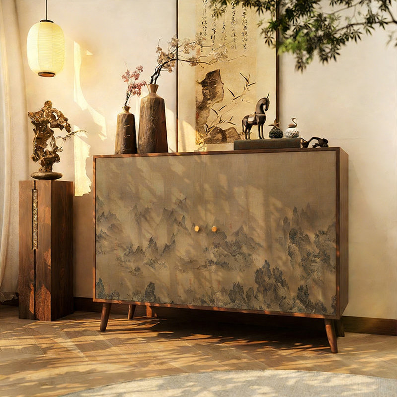 Armoire de rangement en bois massif pour le salon